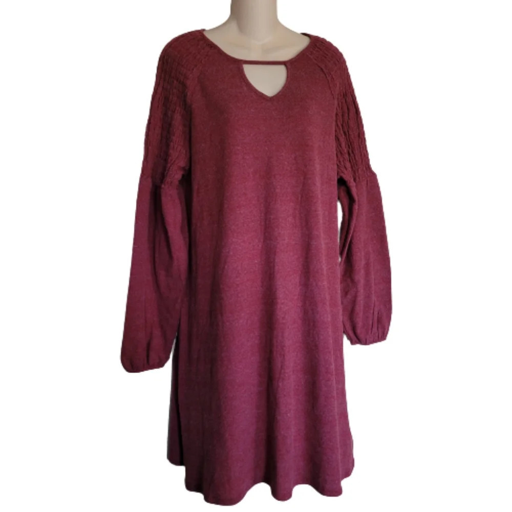 Harlow & Rose Red Soft Knit Statement Sleeve Dress Size Women's Large NEW